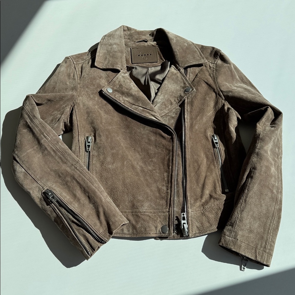 Blank NYC Taupe Light Brown Leather Moto suede Jacket size Small - Picture 11 of 13